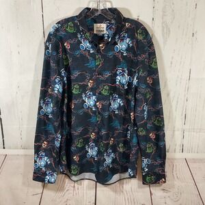 Ghostbusters RSVLTS Shirt Men XL Bad Guys Print Button Up Long Sleeve Retro Pop